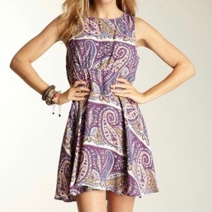Free People Womens Dancing Pretty Sleeveless Mini Dress Purple Paisley size 4